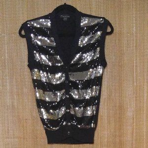 Black and Silver Sequin Vest